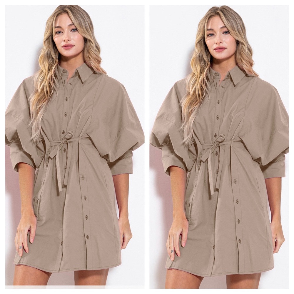 05 Fabulous Button Detailed Balloon Sleeve Mini Dress